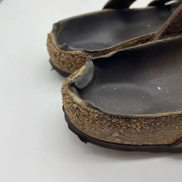 Birkenstock Dark Chocolate Brown Mayari Strappy Leather Cork Sandals Women 38.5 - Picture 6 of 8